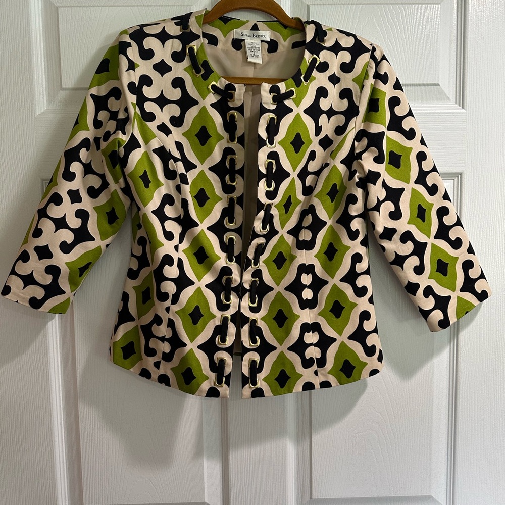 Susan Bristol Green and Black Patterned Jacket
